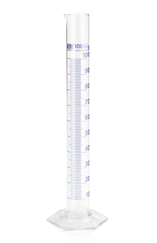 Cl. B measuring cylinders, blue markings, DURAN®, tall, graduation 1.0 ml