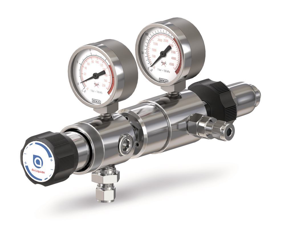 Gas pressure regulator, two stage, brass, 0.05 - 1 bar, nitrogen, 1 unit(s)