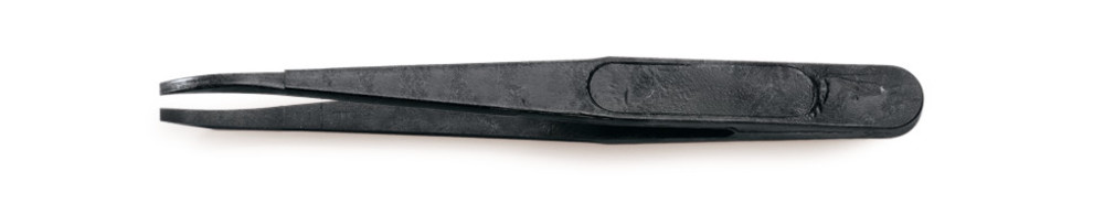 Plastic forceps, curved, Delrin, black, width 2,0 mm, L 11 cm, 3 unit(s)