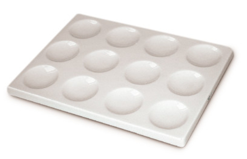 Square spot test plate, porcelain, 12 moulds, Ø of moulds 20 mm, 1 unit(s)