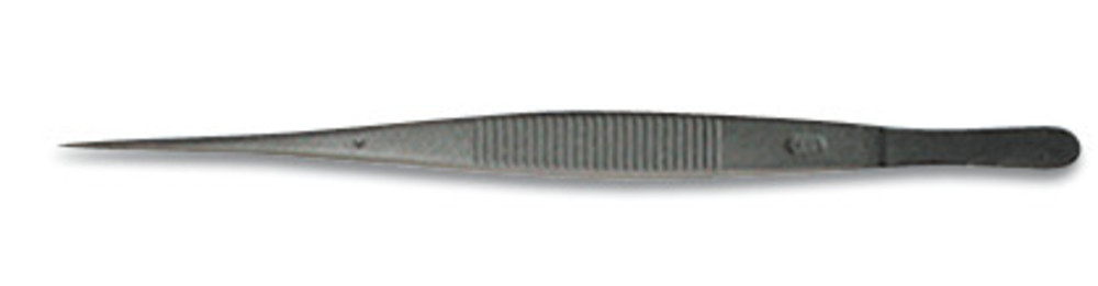 Forceps with PTFE-coating, pointed, stainless steel, black, length 115 mm