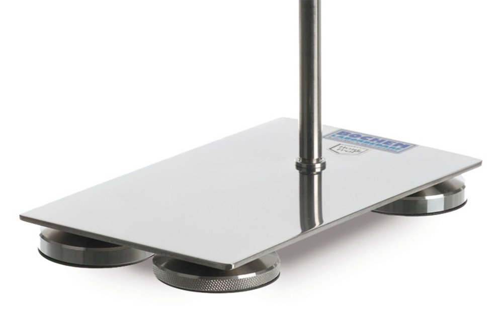 Retort stand base, stainless, steel 18/10, borehole M 10, 315 x 200 mm