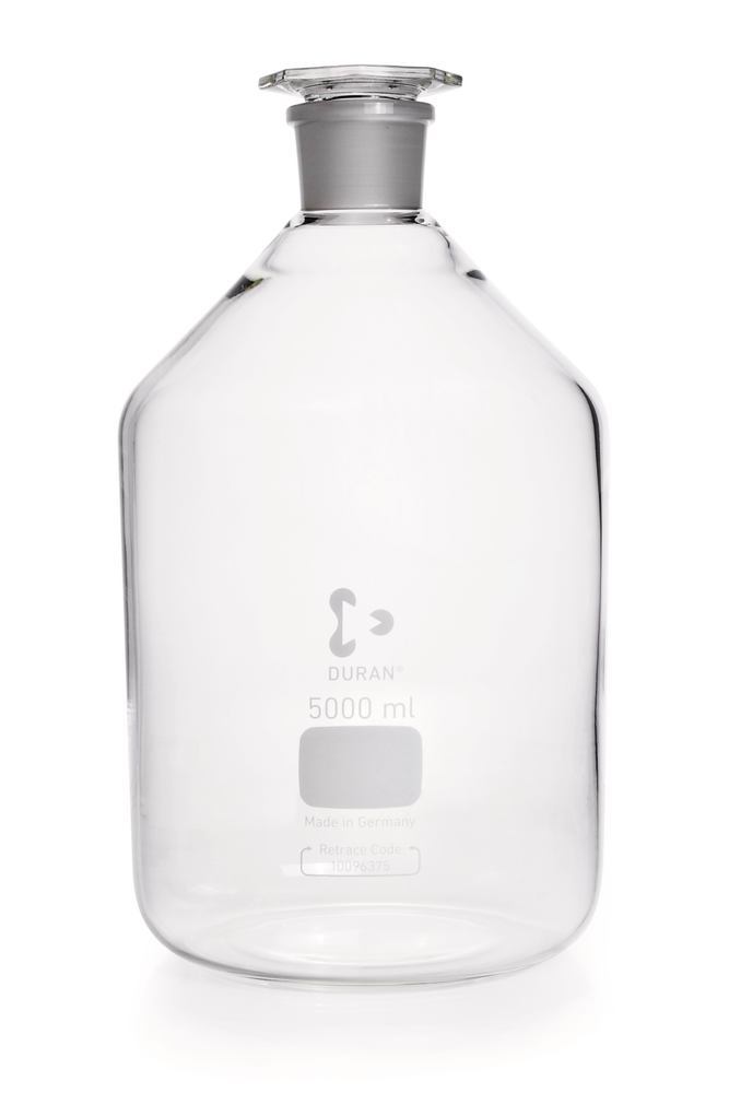 Narrow neck storage bottl., glass stopp., DURAN®, clear glass, 5000 ml