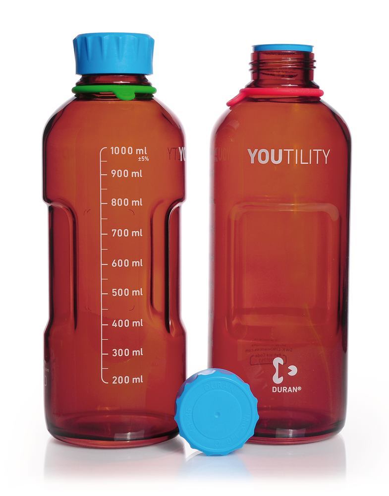 DURAN® YOUTILITY laboratory bottles, brown glass, 1000 ml, GL 45, 4 unit(s)