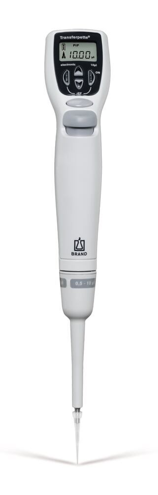 Microlitre pipettor Transferpette® elec., by BRAND, with power pack, 0.5 - 10 µl