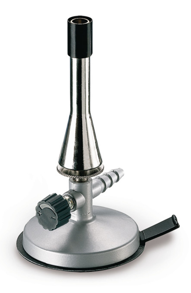 Laboratory gas burner w. sucker on base, needle valve, natural gas, acc. Teclu