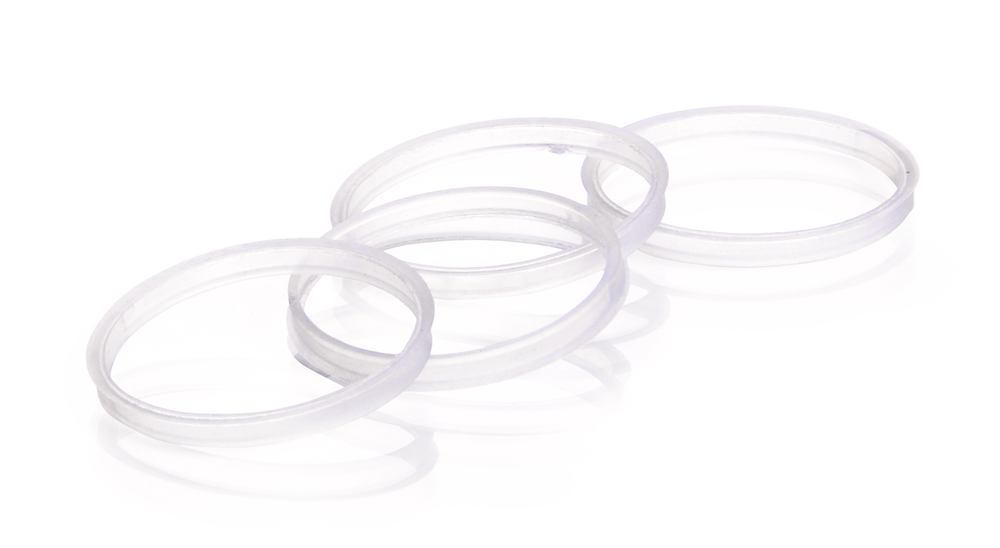 Pouring rings for laboratory bottles, with DIN thread GL 45, made of TPCh260