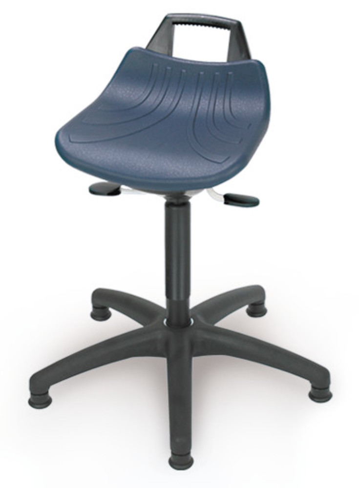 Stools and standing supports, high, Seat PU, blue, glides, 1 unit(s)