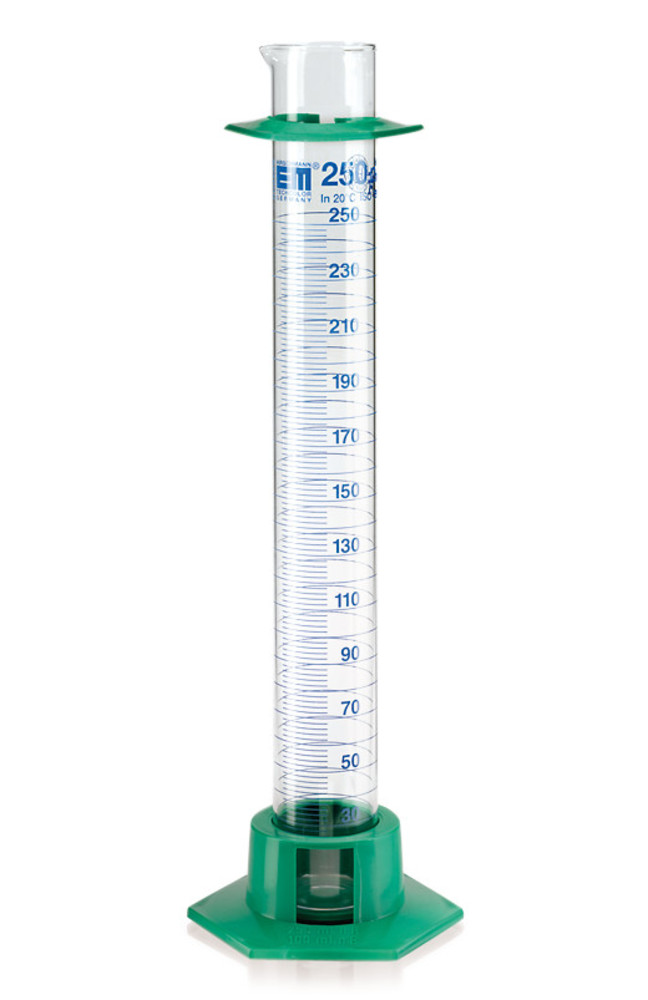 Cl. A measuring cylinders, blue markings, DURAN®, tall, foot of HDPE, 25 ml — Carl Roth, cod CX75.1