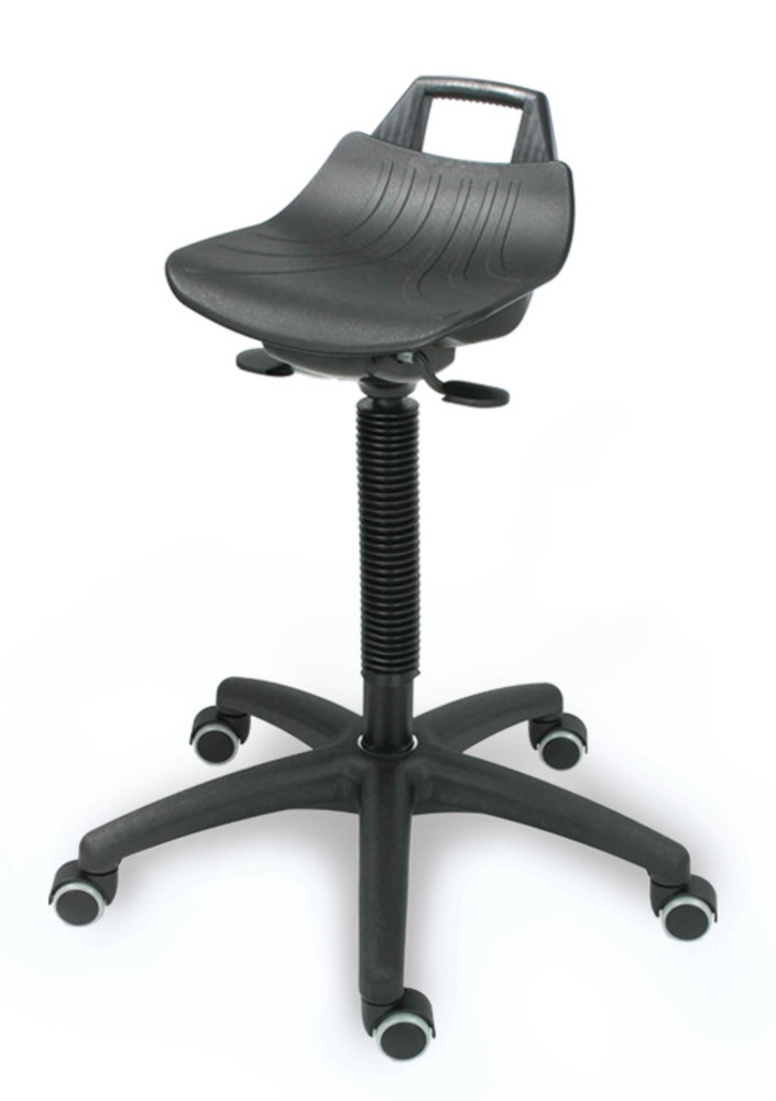 Stools and standing supports, high, Seat PP, black, rollers, 1 unit(s)