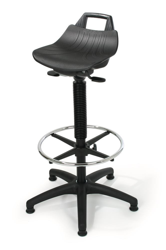 Stools and standing supports, high, Seat PP, black, glides+base ring, 1 unit(s)