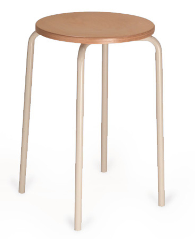 Stackable stool, seat beech natural, frame light grey, H 500 mm, 1 unit(s)