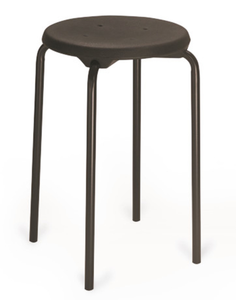 Stackable stool, seat PU black, frame black, H 580 mm, 1 unit(s)