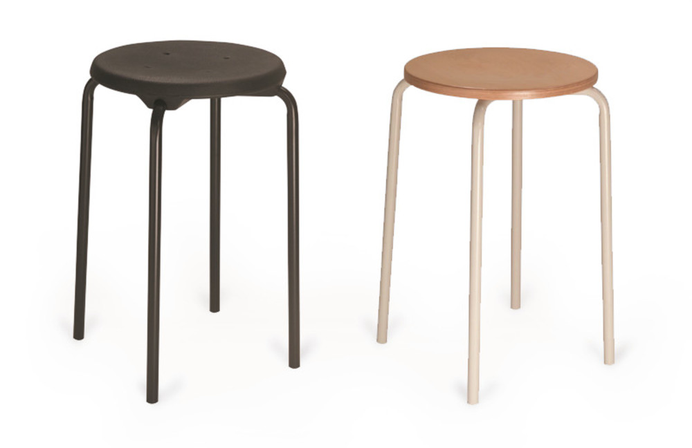 Stackable stool, seat PU black, frame light grey, H 580 mm, 1 unit(s)
