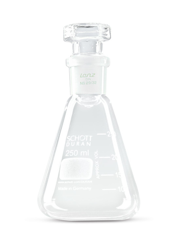 Iodine determinat. flask, sta. gr. joint, DURAN®, stopper size 29/32, 250 ml