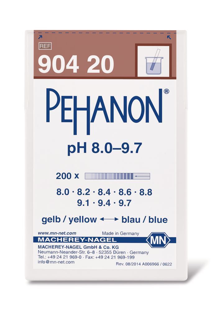 Indicator papers PEHANON®, with imprinted pH-scale, pH 8.0-9.7, 200 unit(s)