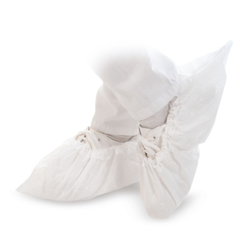 Anti-slip CPE overshoes with TPE coating, size (cm) 41, white, 50 unit(s)