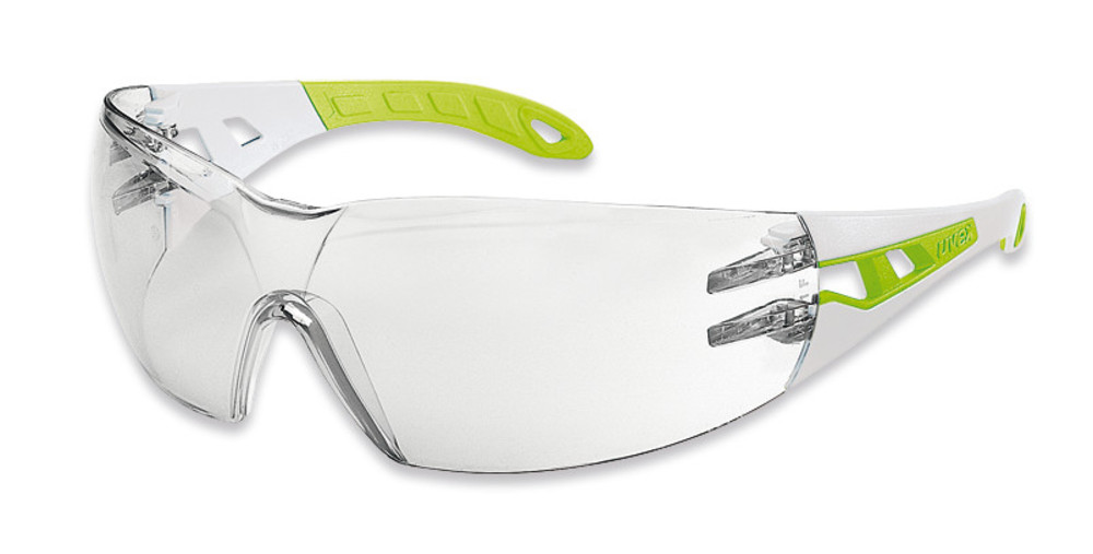 UV safety goggles pheos s, frame white/green, lens clear, 1 unit(s)