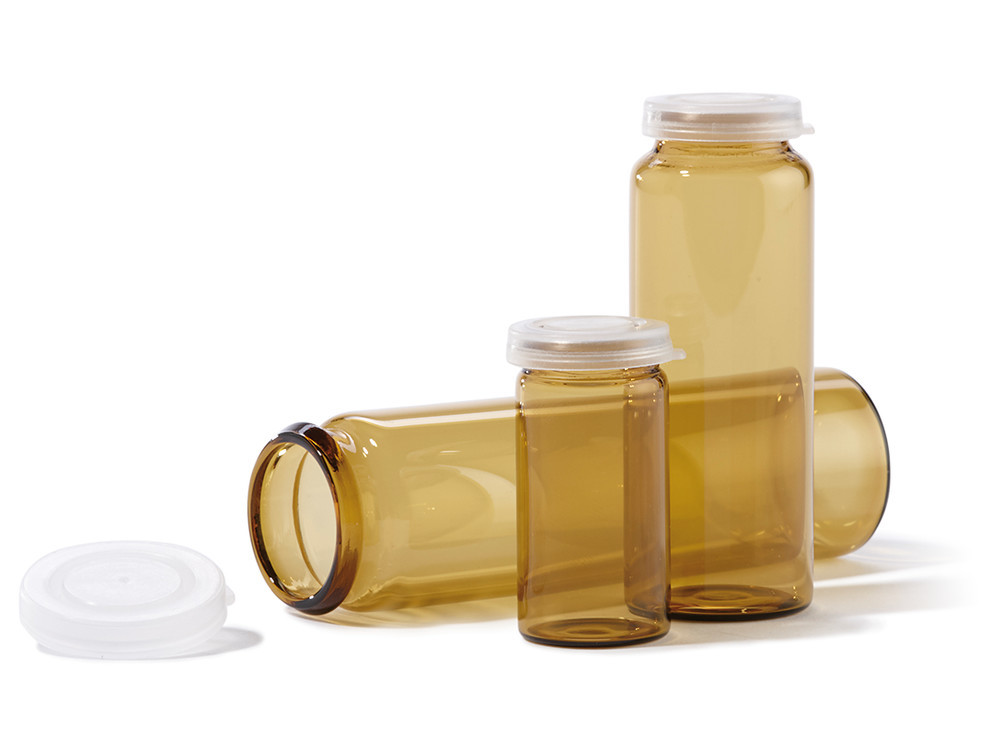 Brown glass, rolled-rim vials 5 ml, Ø 19 x H 40 mm, 200 unit(s)