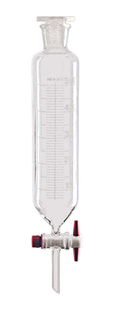 Separating funnels, cylindrical, 250 ml, graduated wiith PTFE plug, 2 unit(s)