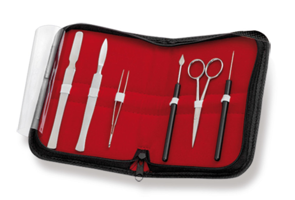 Rotilabo®-dissecting set f. microscopy, small, in zip-up case, 6 parts