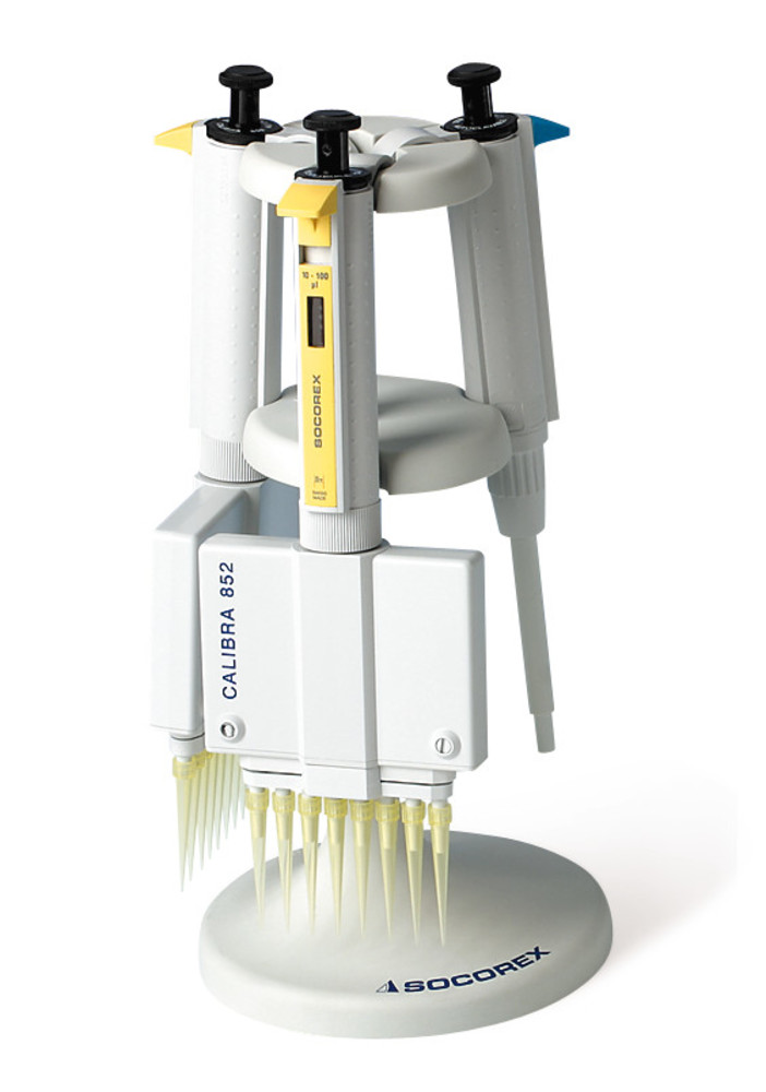 Pipettor stand for 3 Socorex-pipettors, models Calibra/Acura, light grey