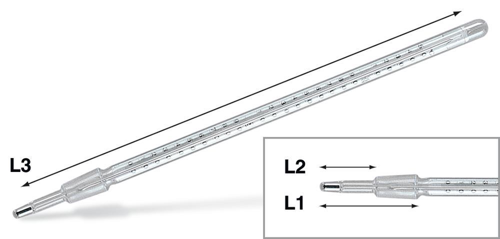 Distillation thermom. with core NS 14/23, meas. range 0-150 °C, L 55 mm — Carl Roth, cod EPY1.1