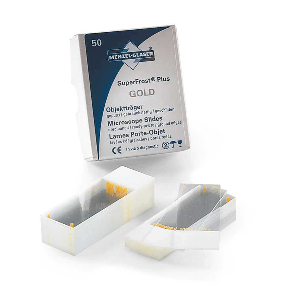 Microscope slides SuperFrost® Plus Gold, soda-lime glass, cut edges 90° — Carl Roth, cod ET09.2