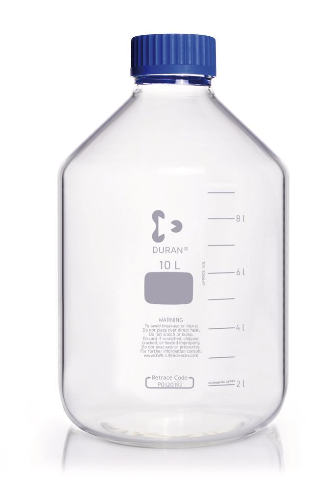 Wide-neck screw thread bottle DURAN®, clear glass, 10 l, GLS 80 thread