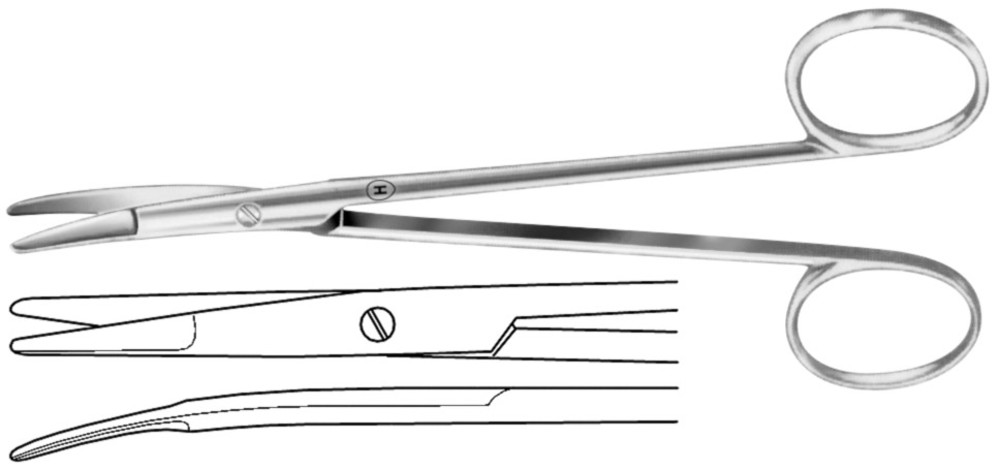 Dissecting scissors, Kilner/Ranell, bent, fine, blunt/blunt, L 120 mm, 1 unit(s)