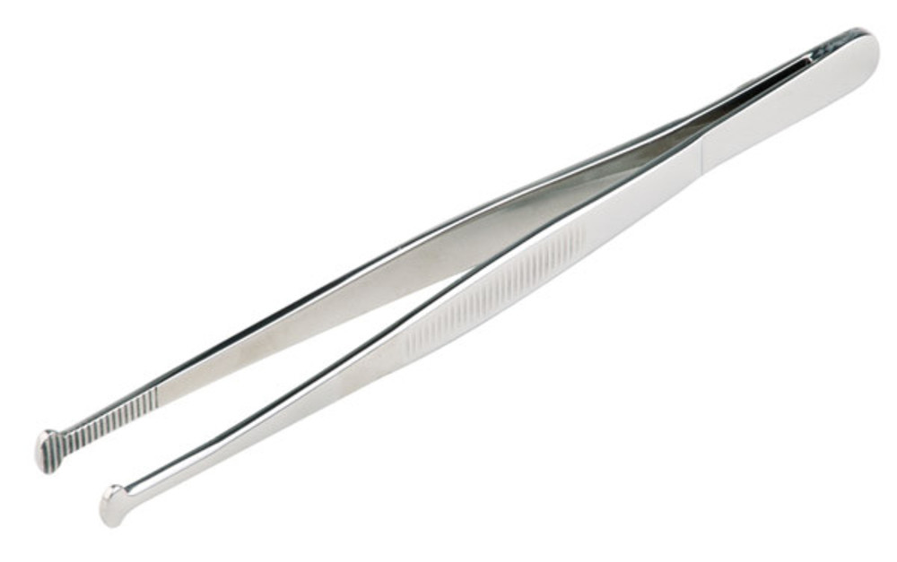 Tweezers, round, stainless steel, L 145 mm, 1 unit(s)