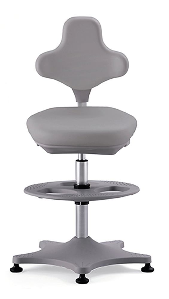 Laboratory chair Labster 3, grey,, gliders/foot ring, seat height 550-800mm