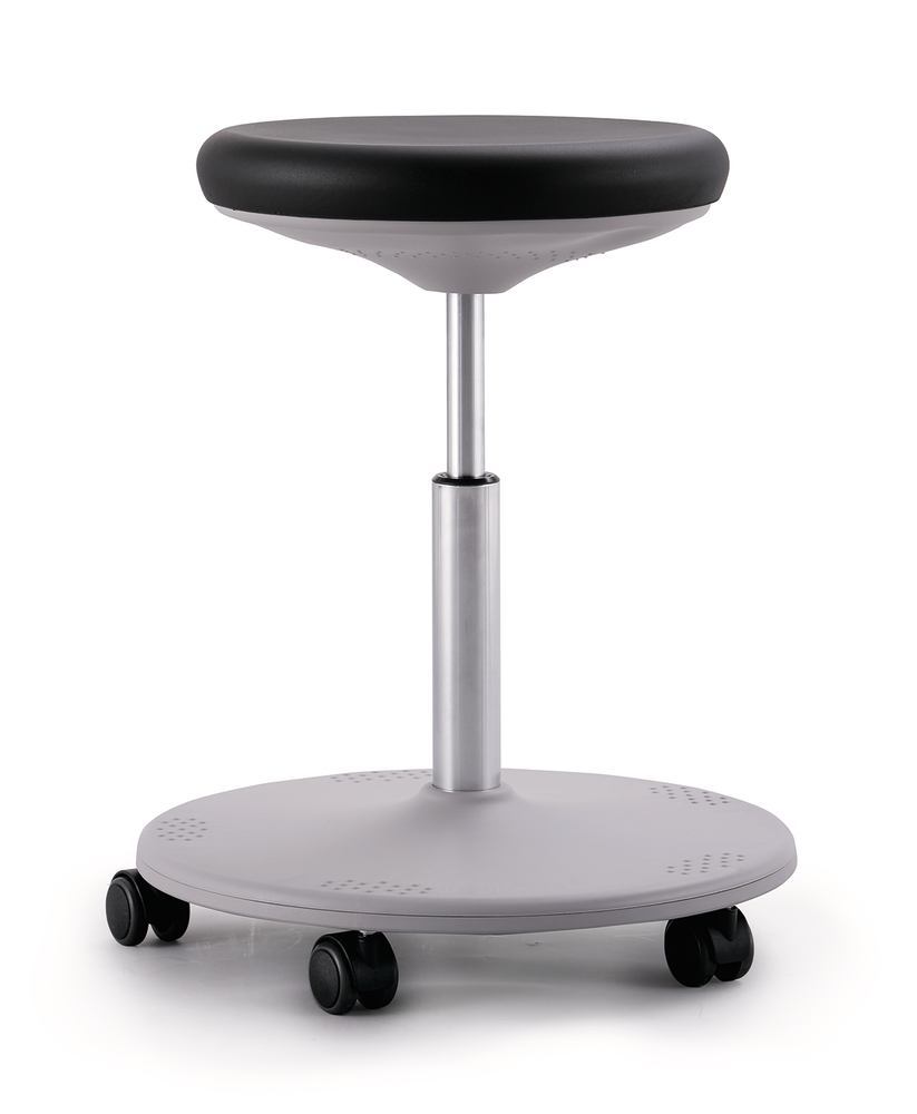 Laboratory stool Labster, black, rollers, seat height 450-650 mm, 1 unit(s)