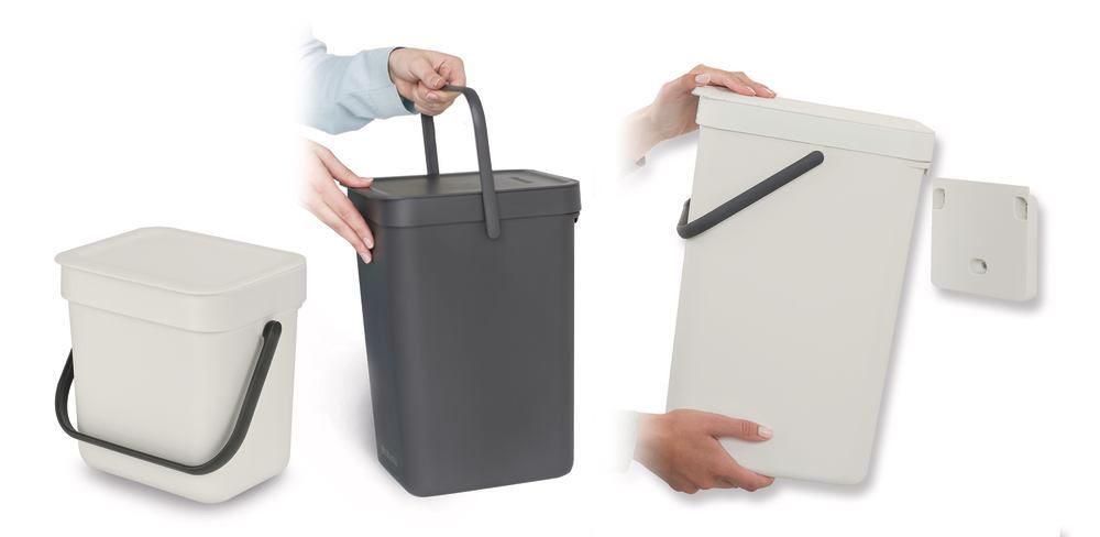 Waste collector Sort und Go, grey, 16 l, W 220 x D 279 x H 401 mm, 1 unit(s)