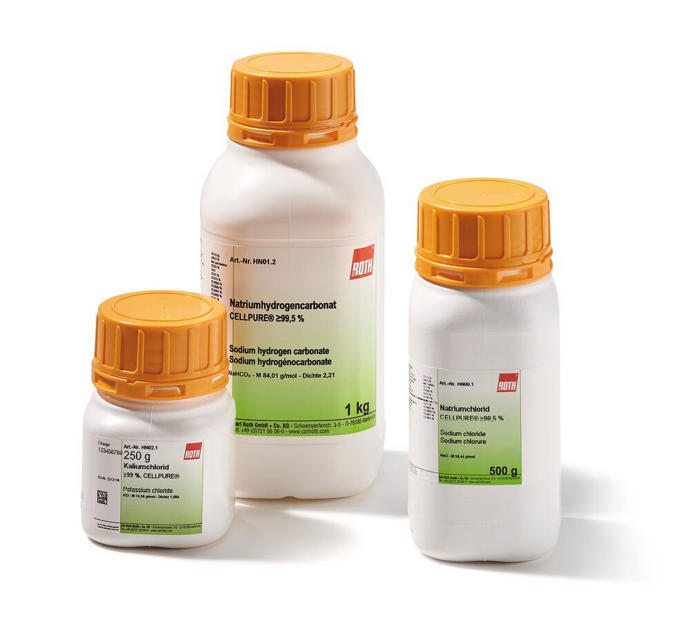 Potassium chloride, min. 99 %, CELLPURE®, 2.5 kg, plastic