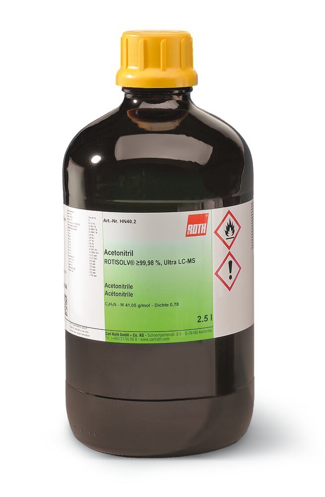Acetonitrile ROTISOLV®, min. 99.98 %, Ultra LC-MS, 2.5 l, glass