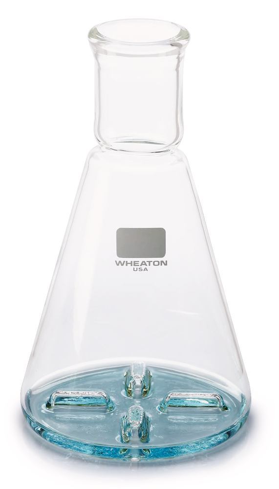 Erlenmeyer flask with 4 baffles,, borosilicate glass, 250 ml, H 140 mm