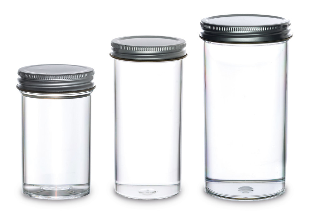 Multipurpose tins, non-sterile, PS, transparent, 175 ml, Ø 49 x H 107 mm