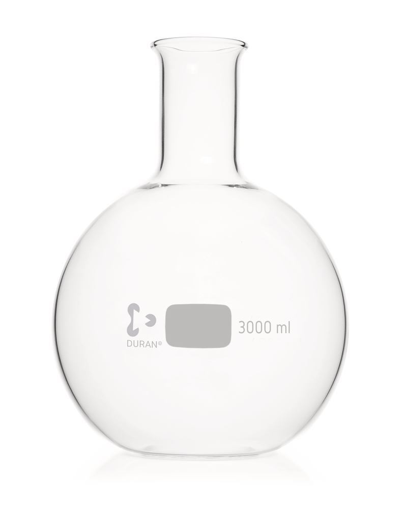 Flat-bottom flask, DURAN®, narrow neck, 3000 ml, 1 unit(s)