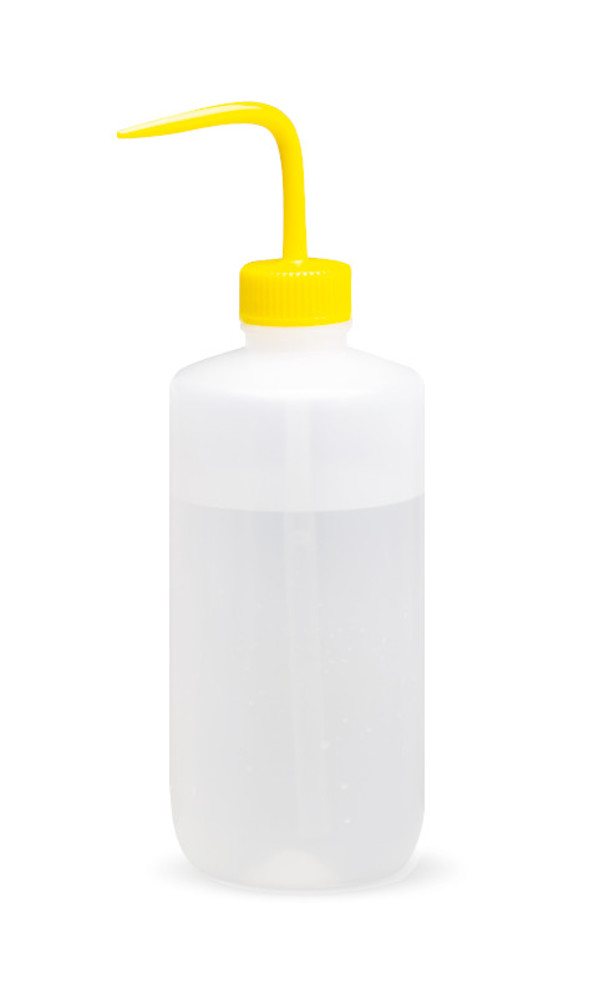 Wash bottle, LDPE, yellow coloured cap, 500 ml, 1 unit(s)