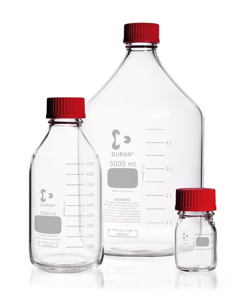 DURAN® GL45 laboratory glass bottles, 2000 ml, with high-temp. stoppers
