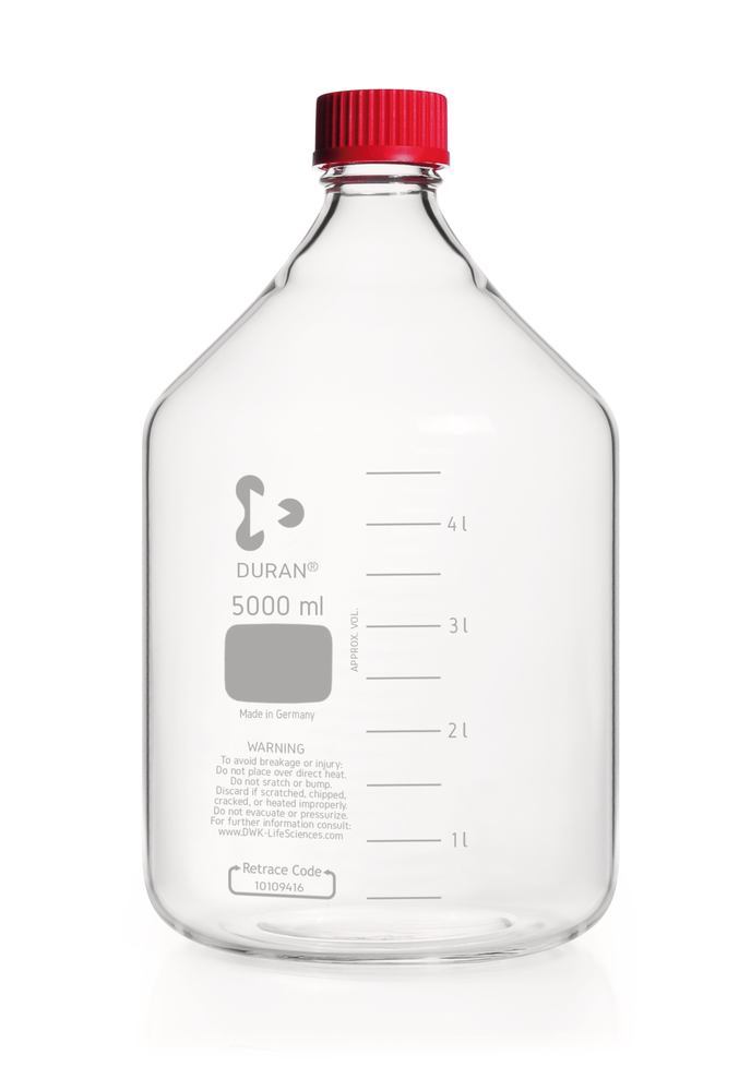 DURAN® GL45 laboratory glass bottles, 5000 ml, with high-temp. stoppers