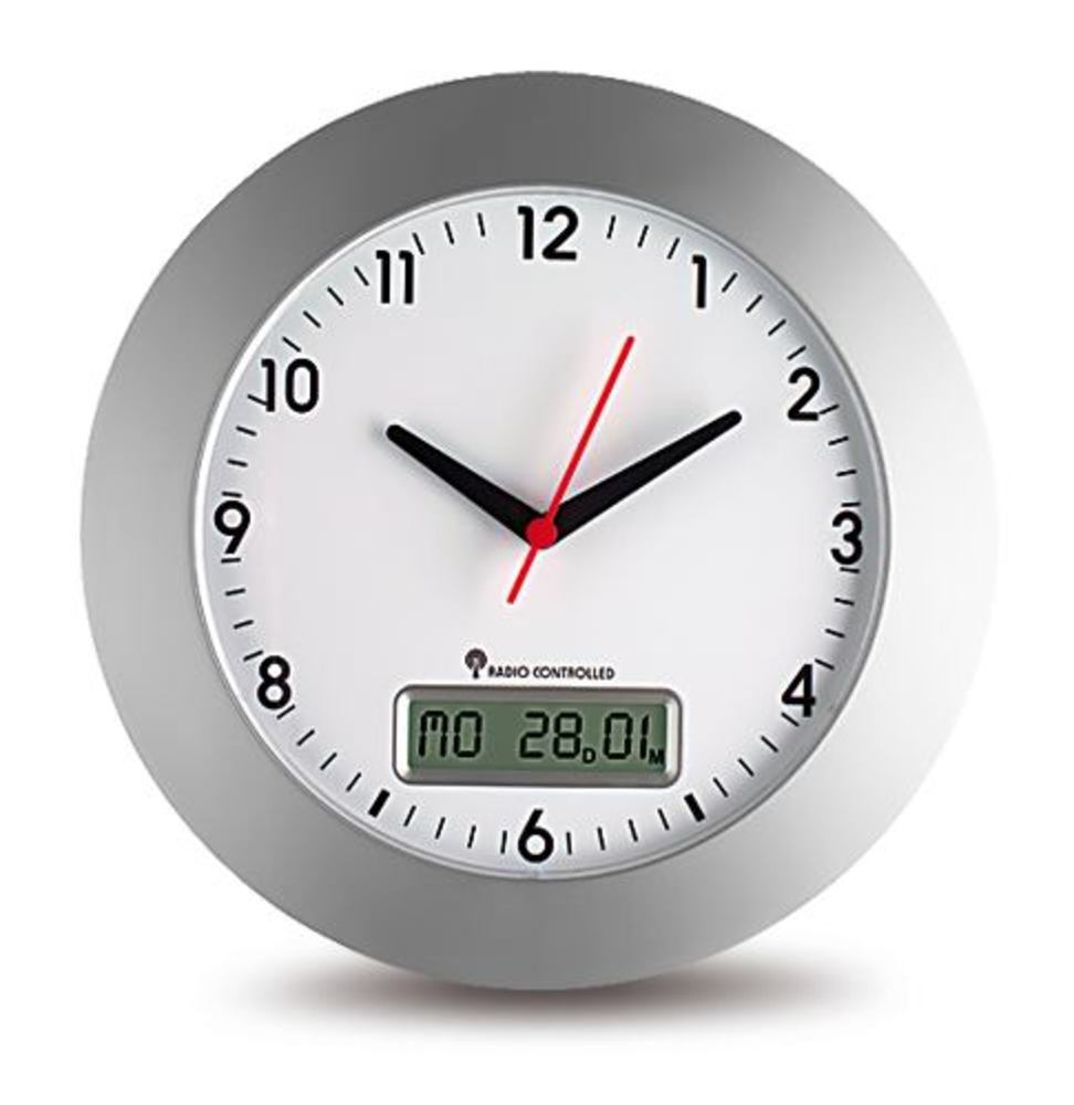 Radio wall clock, with digital date display, Ø 300 mm, 1 unit(s)