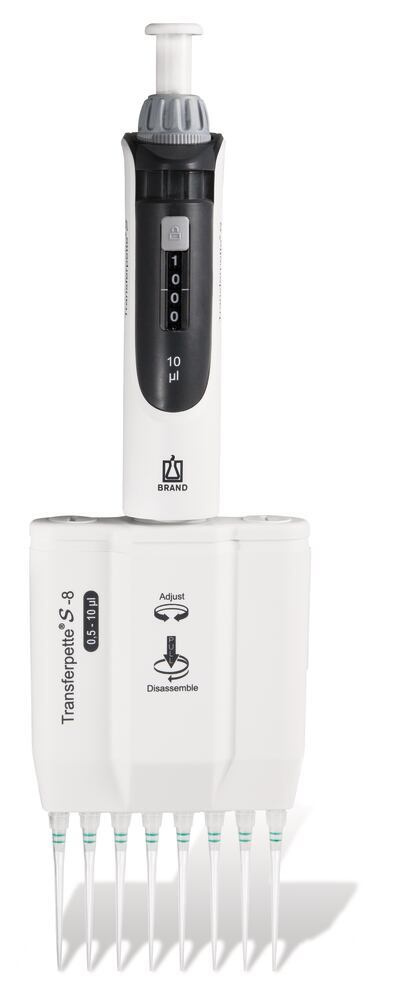Microlitre pipette Transferpette® S, 8-channel, variable, M8-10, 0,5-10 µl