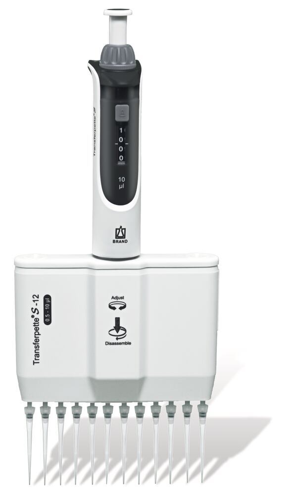 Microlitre pipette Transferpette® S, 12-channel, variable, M12-10, 0.5-10 µl