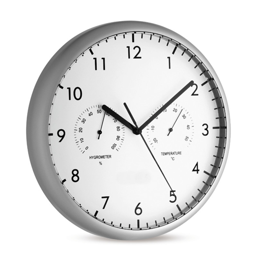 Wall clock, plastic casing, inside temp., humidity, 1 unit(s)