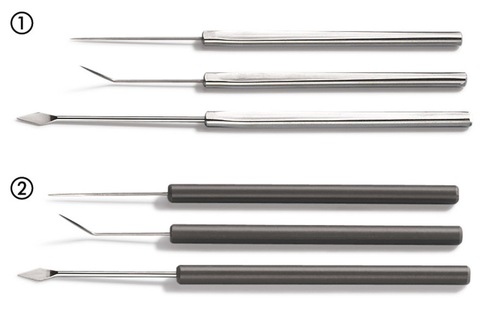 Dissecting needles, made of Remanit 4301, curved, with wooden handle, 10 unit(s) — Carl Roth, cod KX97.1