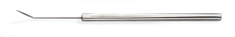 Dissecting needles, made of Remanit 4301, curved, with stainless steel handle