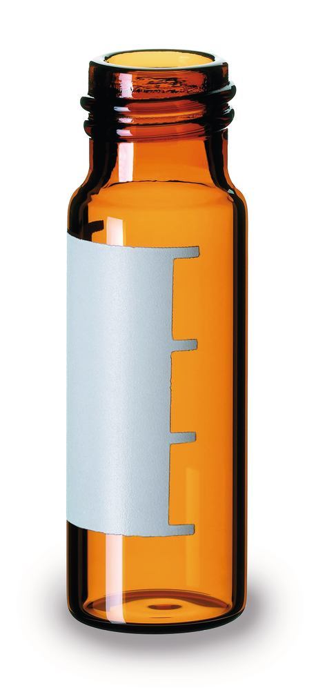 Rotilabo®-screw thread ND11 vials, 4 ml, brown glass, with labelling area
