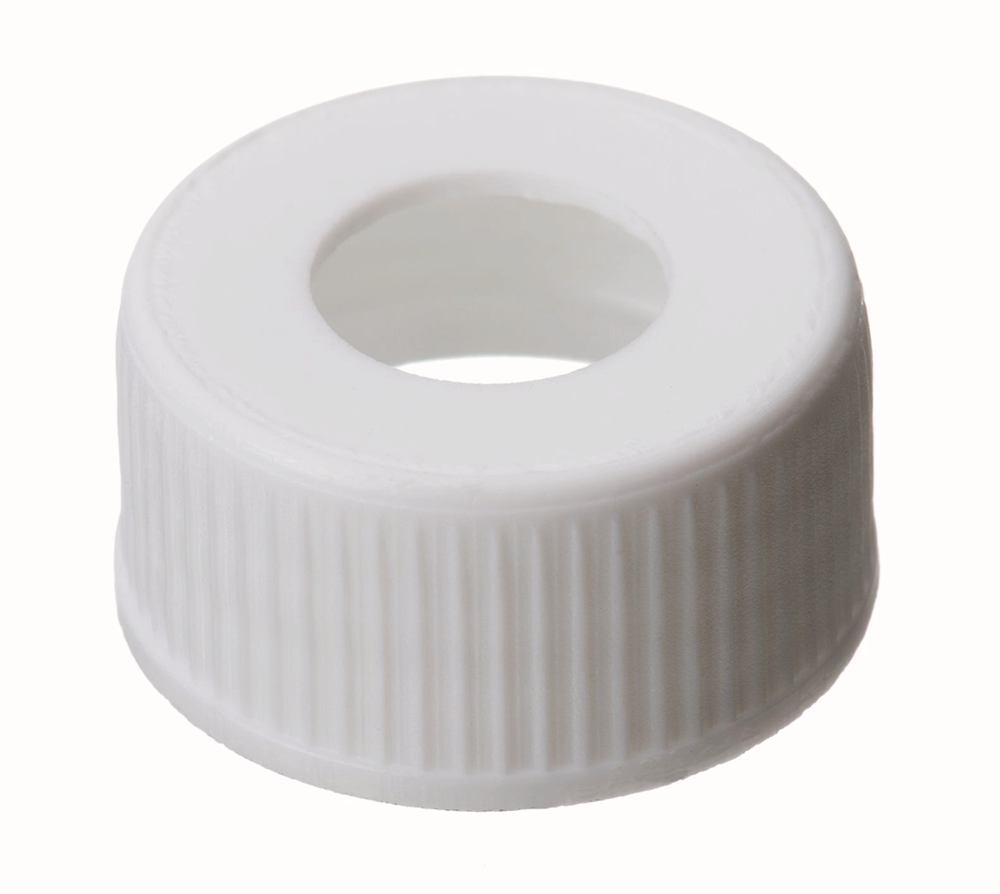 Screw caps, PP, white, ND24, borehole Ø 15 mm, without septum, 100 unit(s)